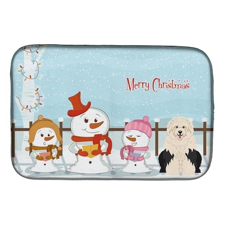 Carolines Treasures Carolines Treasures BB2427DDM Merry Christmas Carolers Old English Sheepdog Dish Drying Mat BB2427DDM